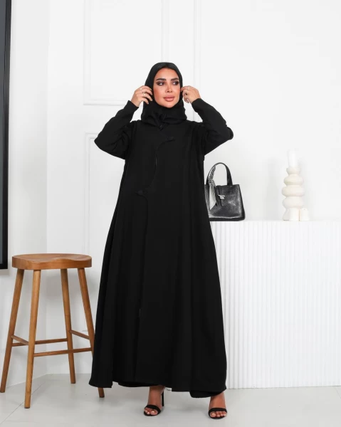 Crepe Abaya in black color IB212